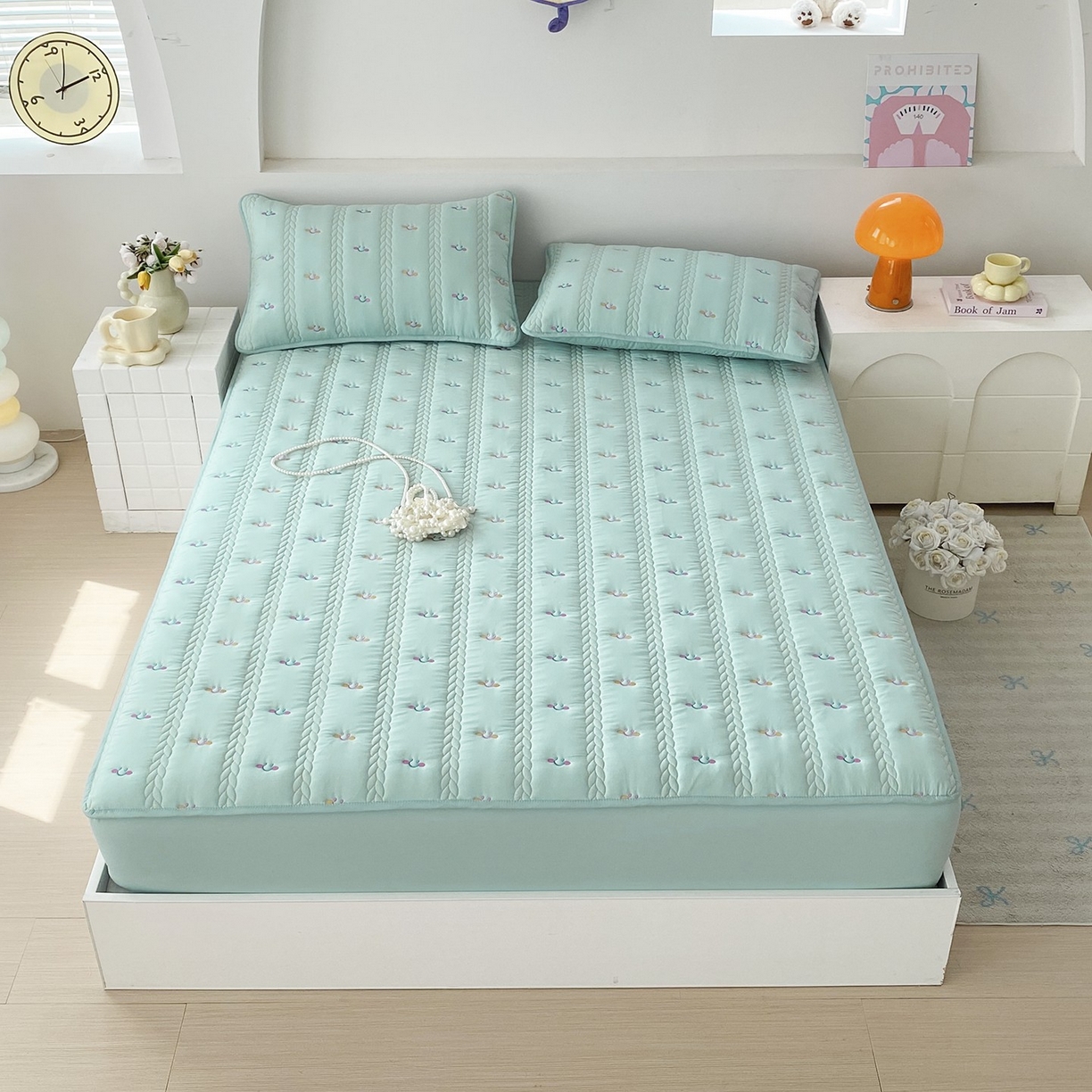 91家纺网 家纺一手货源 找家纺 （总）尊康家纺（原磊科） 2026新款奶昔棉抗菌夹棉床笠-昭岚系列