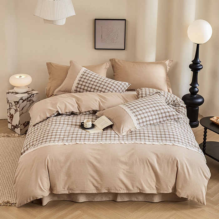 喜四方 2026新款100%全棉纯棉色织水洗棉花边工艺款四件套-系列一 格恩