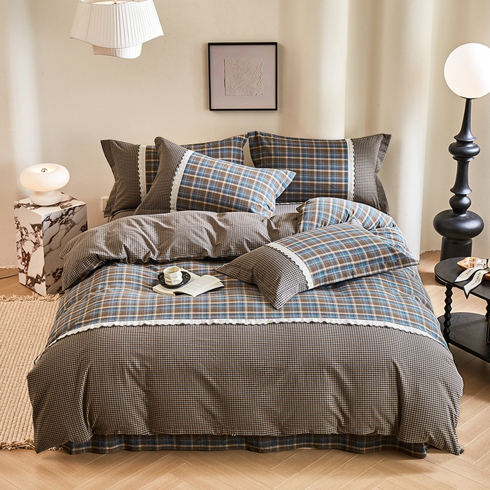 喜四方 2026新款100%全棉纯棉色织水洗棉花边工艺款四件套-系列一 洛克