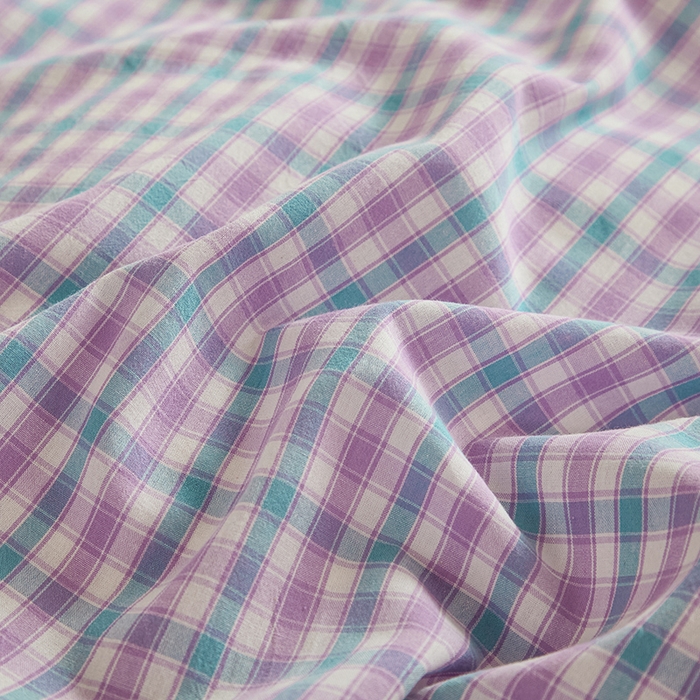 91家纺网 家纺一手货源 找家纺 喜四方 2026新款100%全棉纯棉色织水洗棉花边工艺款四件套-系列一 小时光-紫