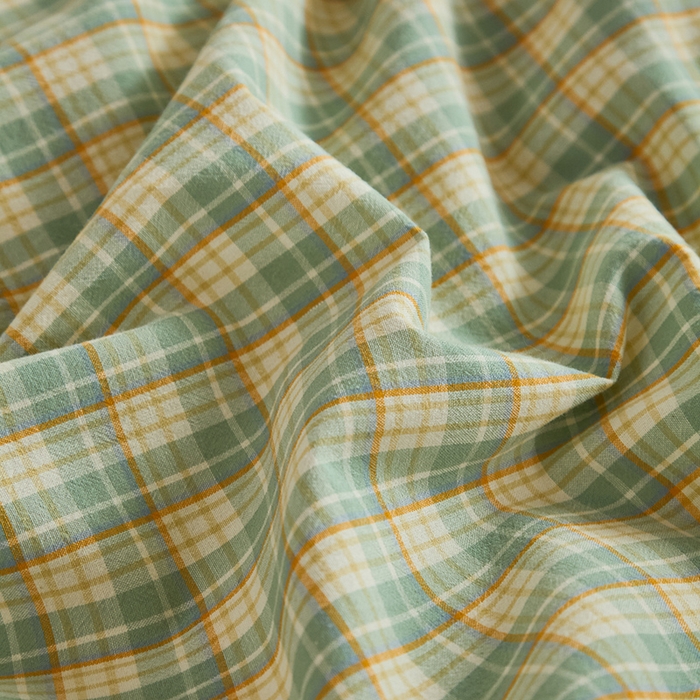 91家纺网 家纺一手货源 找家纺 喜四方 2026新款100%全棉纯棉色织水洗棉花边工艺款四件套-系列一 遇见-绿