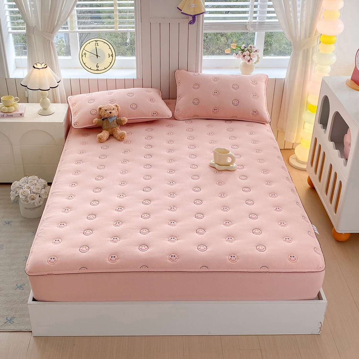 91家纺网 家纺一手货源 找家纺 （总）尊康家纺（原磊科） 2026新款全棉水洗棉色织大豆棉床笠-艾薇儿系列