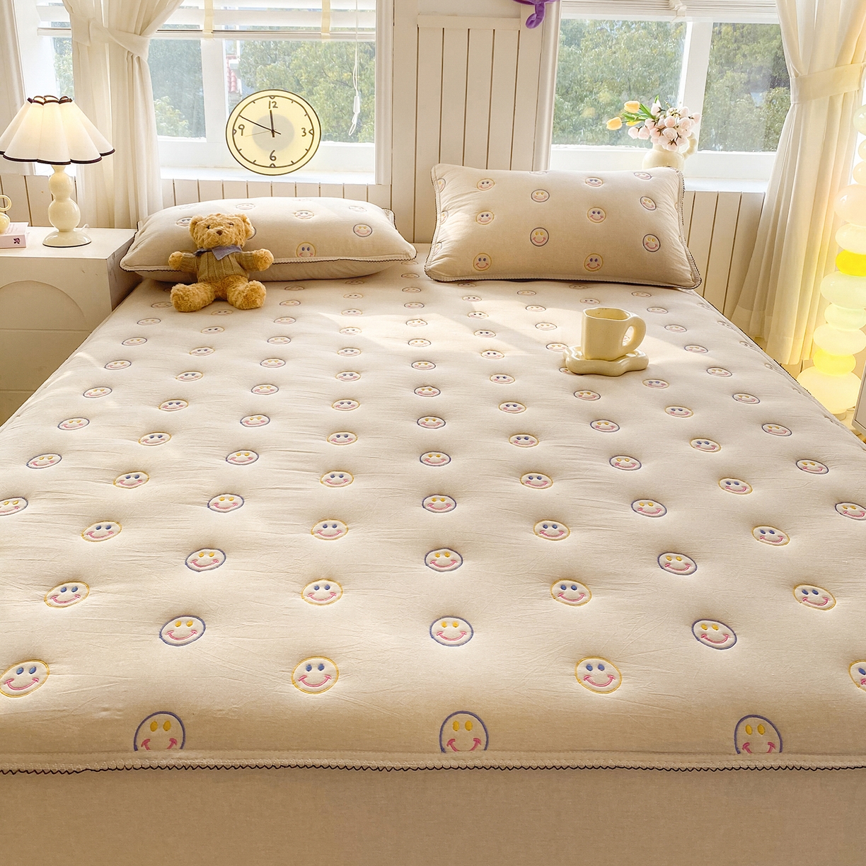 91家纺网 家纺一手货源 找家纺 尊康家纺（原磊科） 2026新款全棉水洗棉色织大豆棉床笠-艾薇儿系列 艾薇儿-香槟