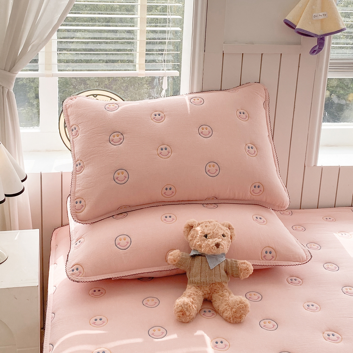 91家纺网 家纺一手货源 找家纺 （总）尊康家纺（原磊科） 2026新款全棉水洗棉色织大豆棉床笠-艾薇儿系列