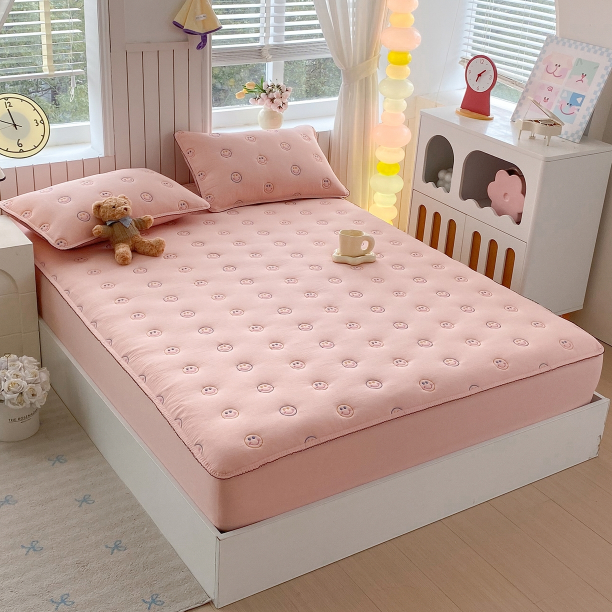 91家纺网 家纺一手货源 找家纺 （总）尊康家纺（原磊科） 2026新款全棉水洗棉色织大豆棉床笠-艾薇儿系列