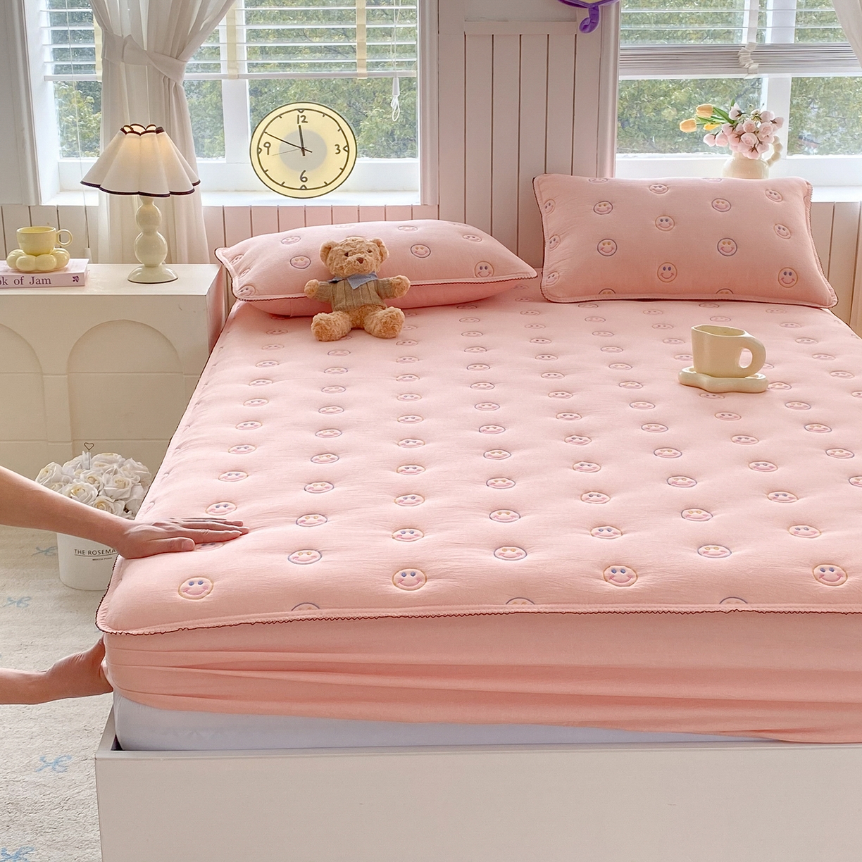 91家纺网 家纺一手货源 找家纺 （总）尊康家纺（原磊科） 2026新款全棉水洗棉色织大豆棉床笠-心语系列