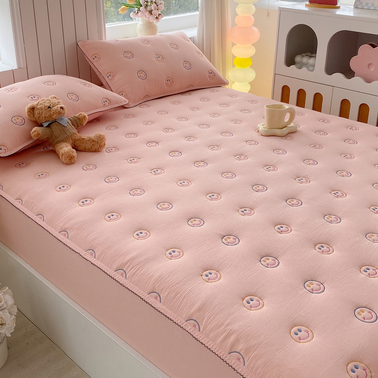 91家纺网 家纺一手货源 找家纺 （总）尊康家纺（原磊科） 2026新款全棉水洗棉色织大豆棉床笠-艾薇儿系列