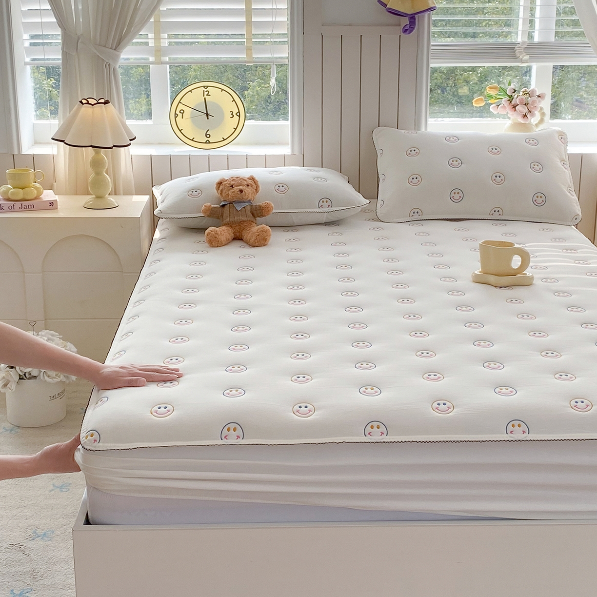 91家纺网 家纺一手货源 找家纺 （总）尊康家纺（原磊科） 2026新款全棉水洗棉色织大豆棉床笠-艾薇儿系列