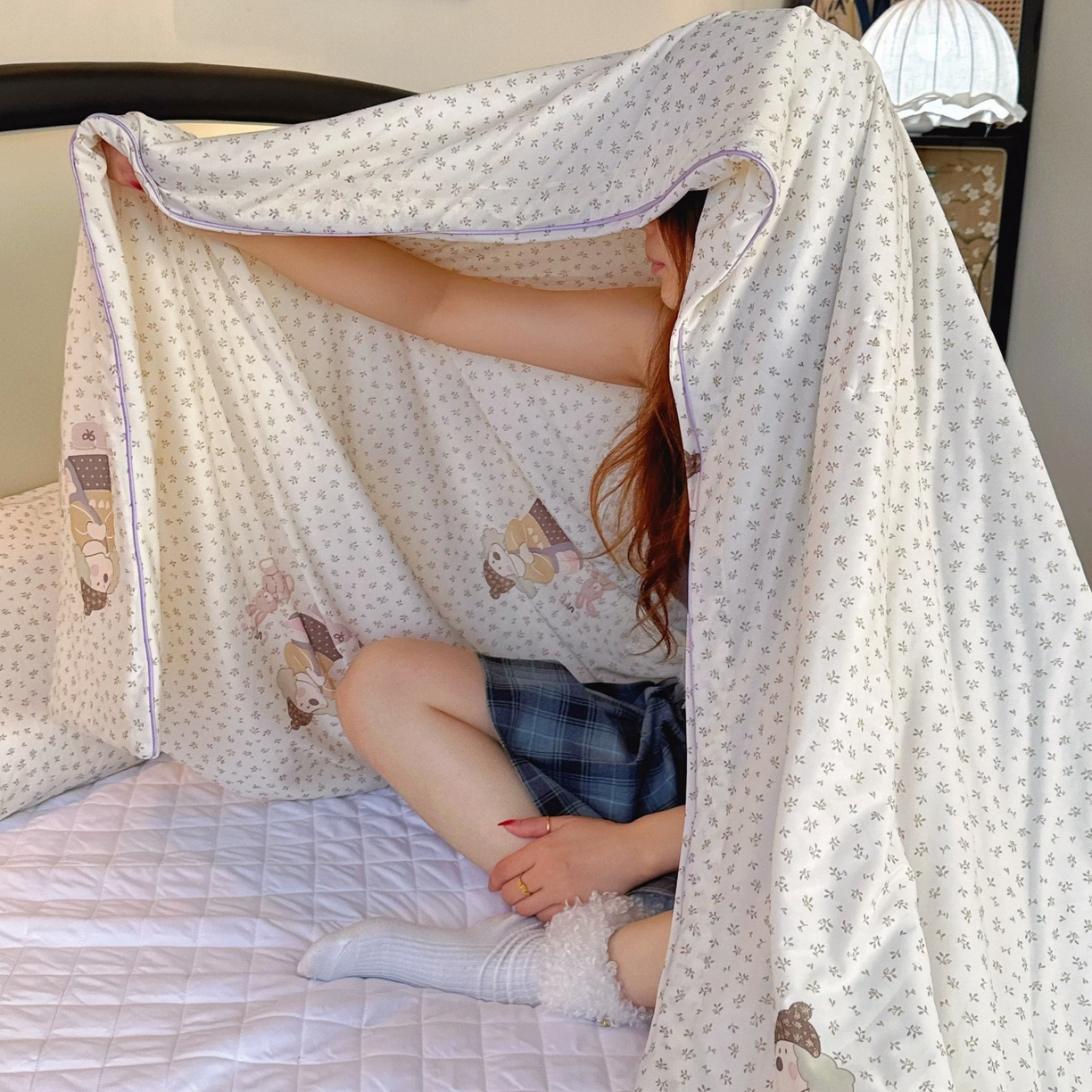 91家纺网 家纺一手货源 找家纺 兜米家居 2026春夏新款A类冰激凌凉感夏被被子被芯 花叶狗狗