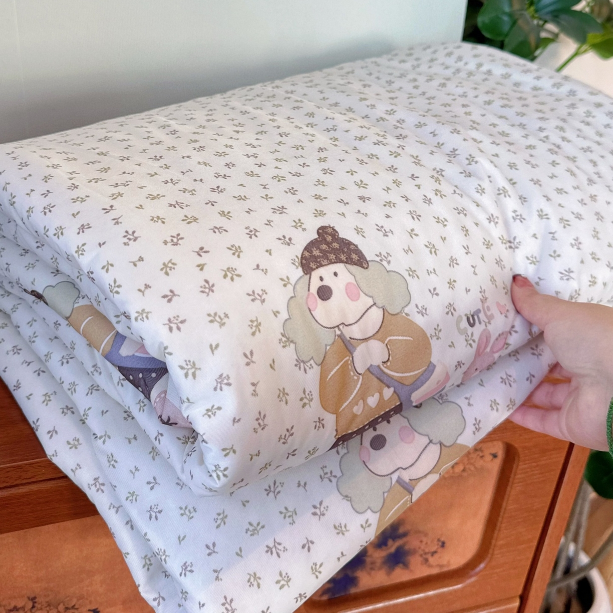 91家纺网 家纺一手货源 找家纺 兜米家居 2026春夏新款A类冰激凌凉感夏被被子被芯 花叶狗狗