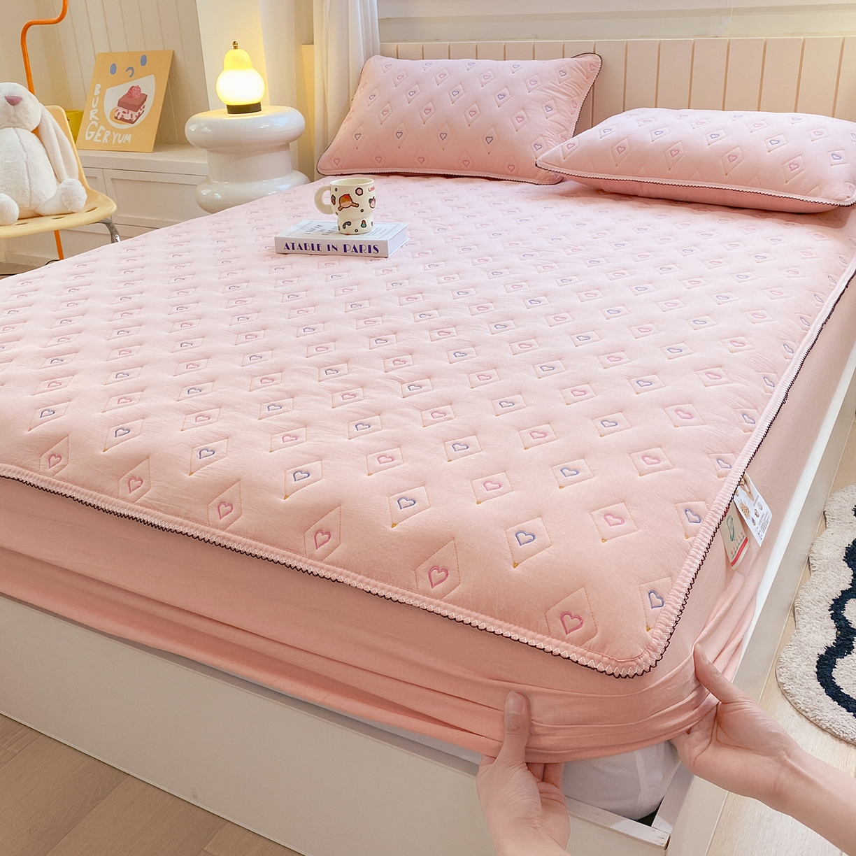 91家纺网 家纺一手货源 找家纺 （总）尊康家纺（原磊科） 2026新款全棉水洗棉色织大豆棉床笠-心语系列