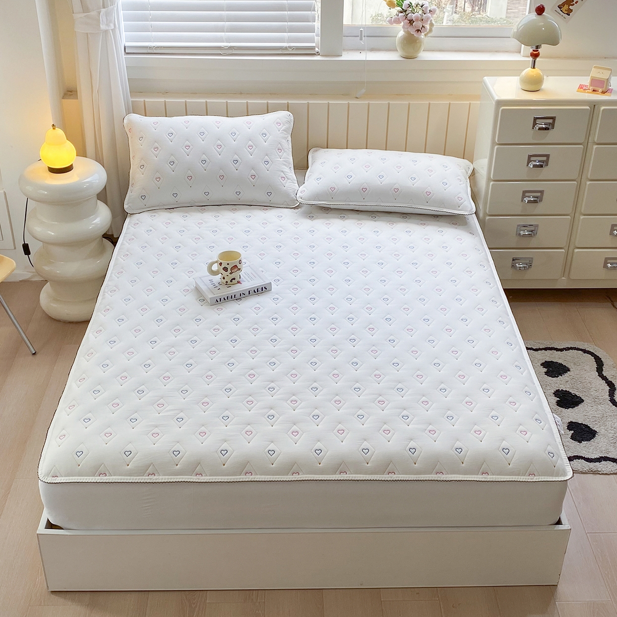 91家纺网 家纺一手货源 找家纺 （总）尊康家纺（原磊科） 2026新款全棉水洗棉色织大豆棉床笠-心语系列