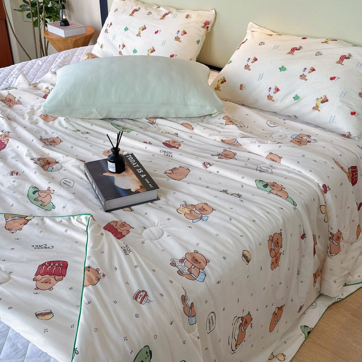 91家纺网 家纺一手货源 找家纺 兜米家居 2026春夏新款A类冰激凌凉感夏被被子被芯 卡皮巴啦