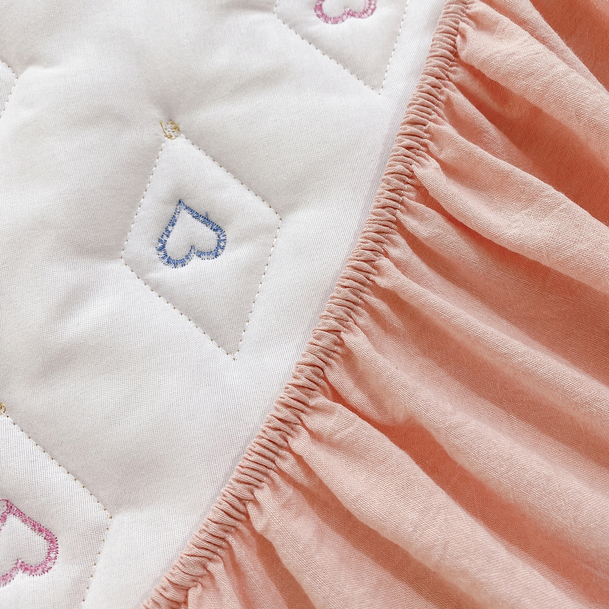 91家纺网 家纺一手货源 找家纺 尊康家纺（原磊科） 2026新款全棉水洗棉色织大豆棉床笠-心语系列 心语-粉玉