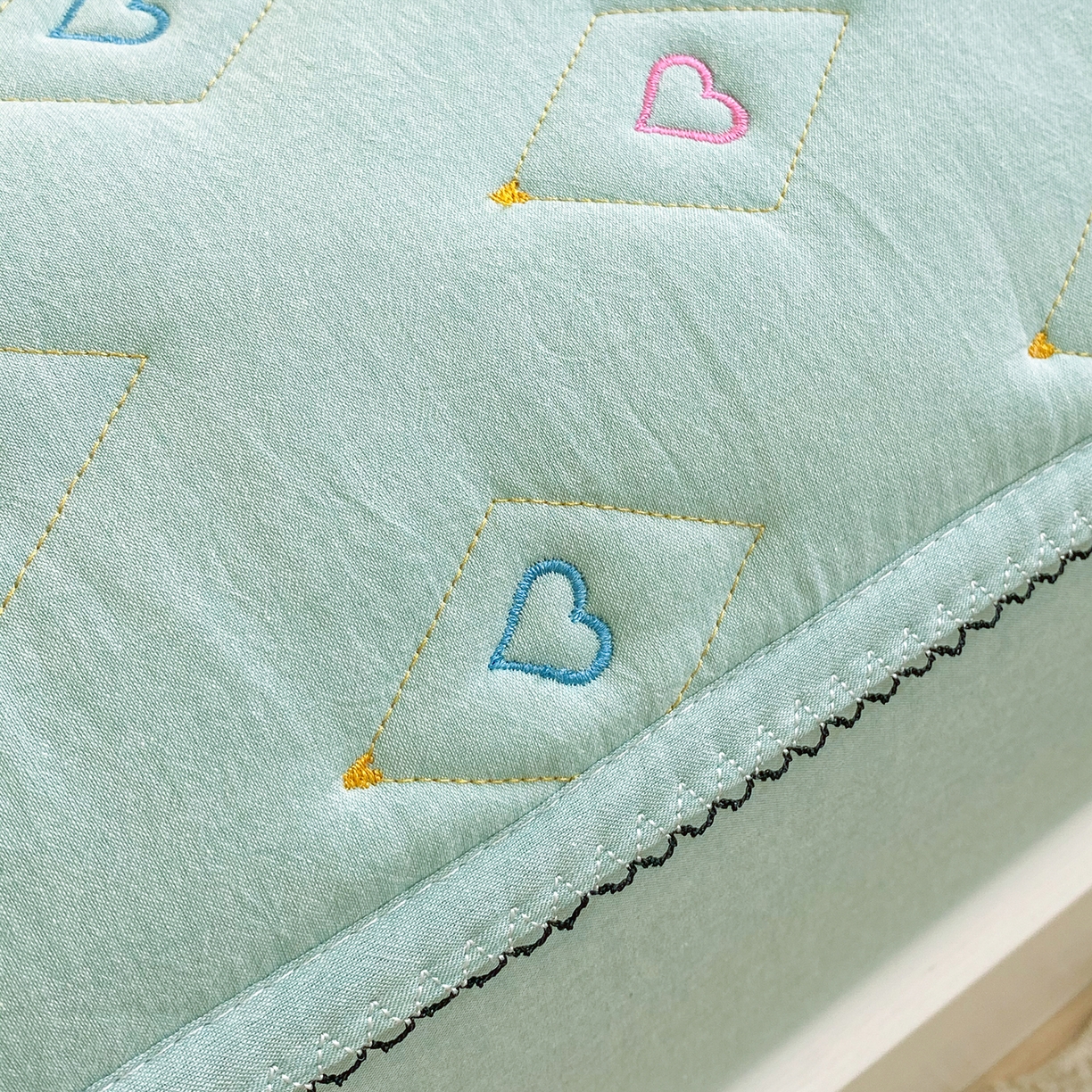 91家纺网 家纺一手货源 找家纺 尊康家纺（原磊科） 2026新款全棉水洗棉色织大豆棉床笠-心语系列 心语-薄荷绿