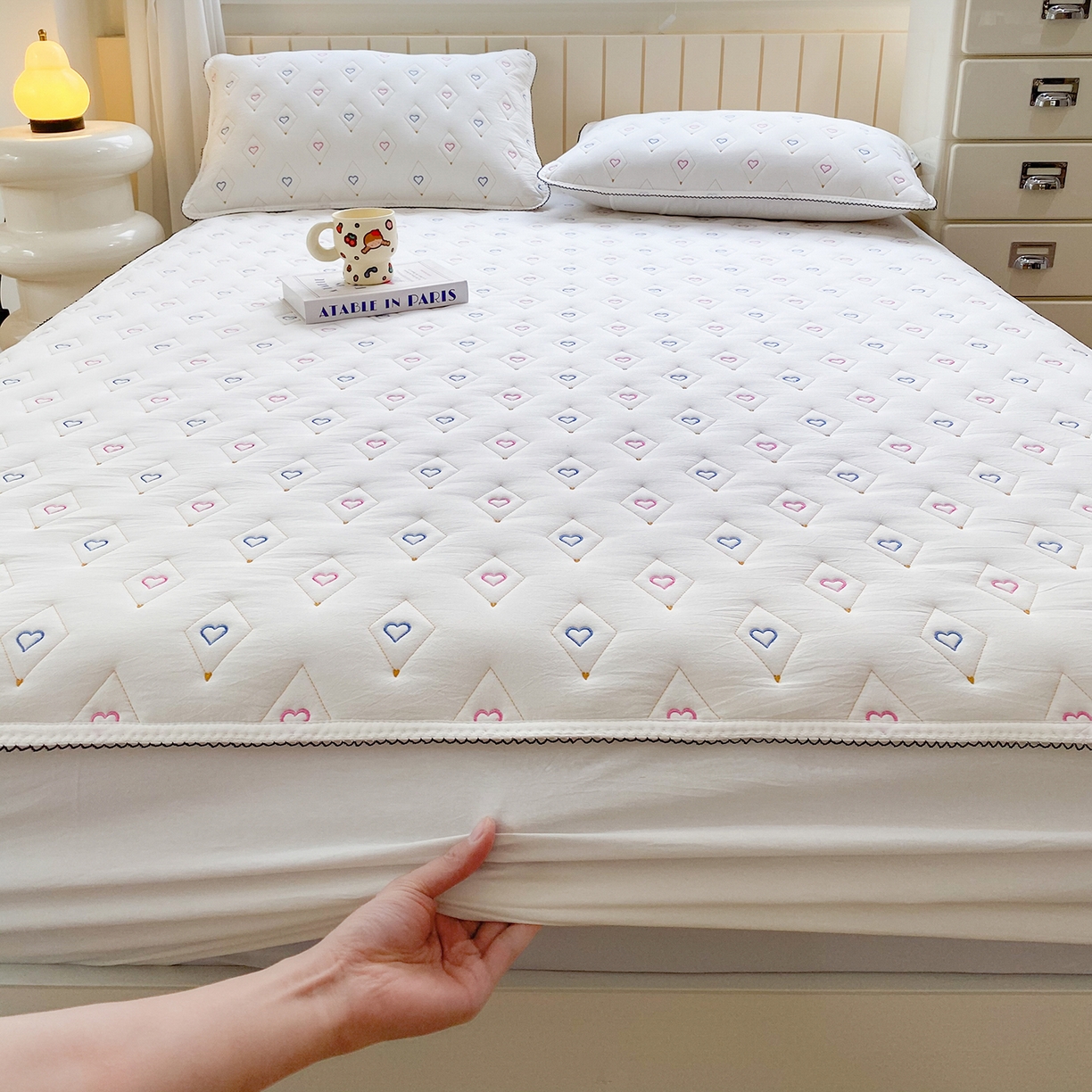 91家纺网 家纺一手货源 找家纺 （总）尊康家纺（原磊科） 2026新款全棉水洗棉色织大豆棉床笠-心语系列