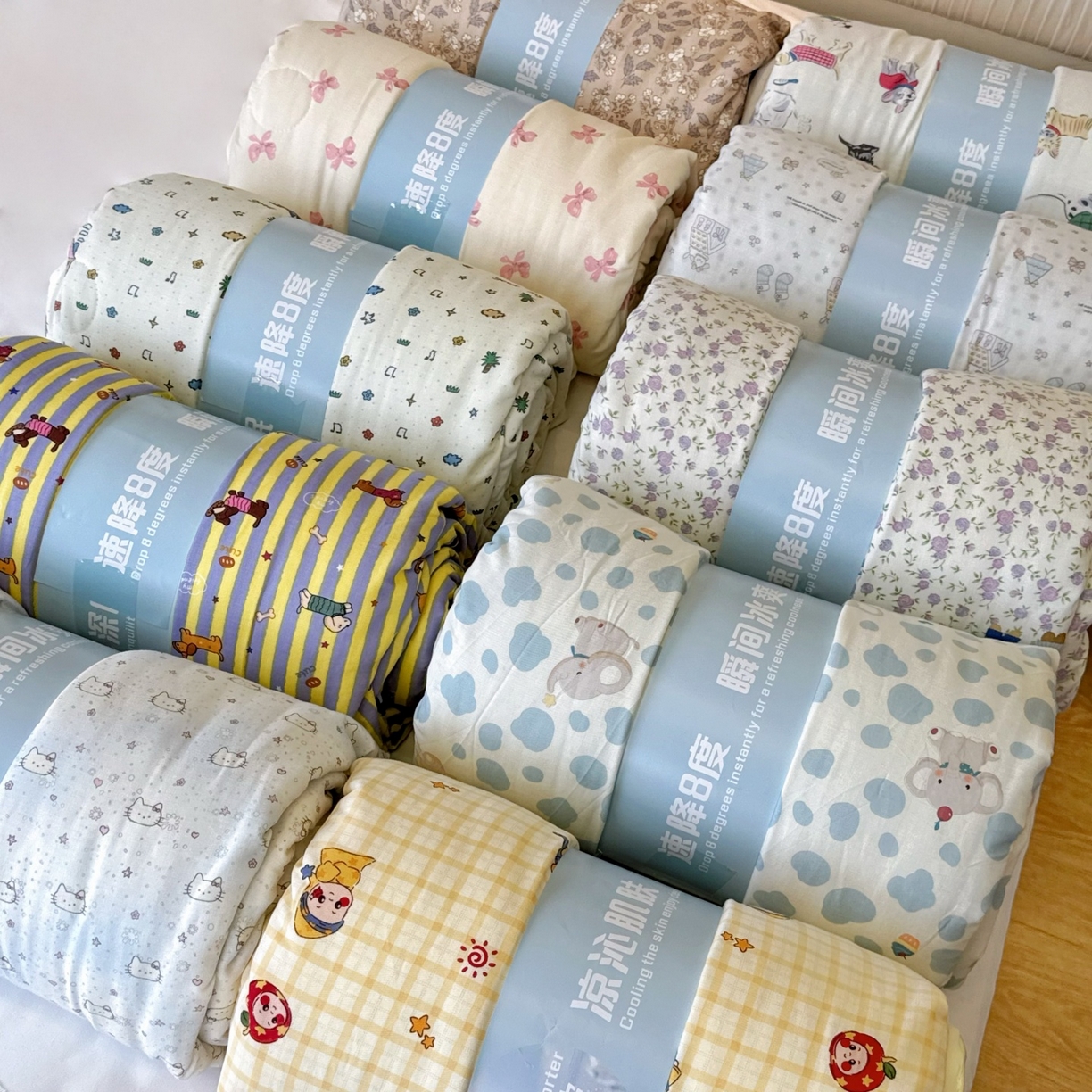 91家纺网 家纺一手货源 找家纺 （总）兜米家居 2026春夏新款小红书热销款有氧全棉纯棉双层纱双感冰纱被夏凉被被子被芯