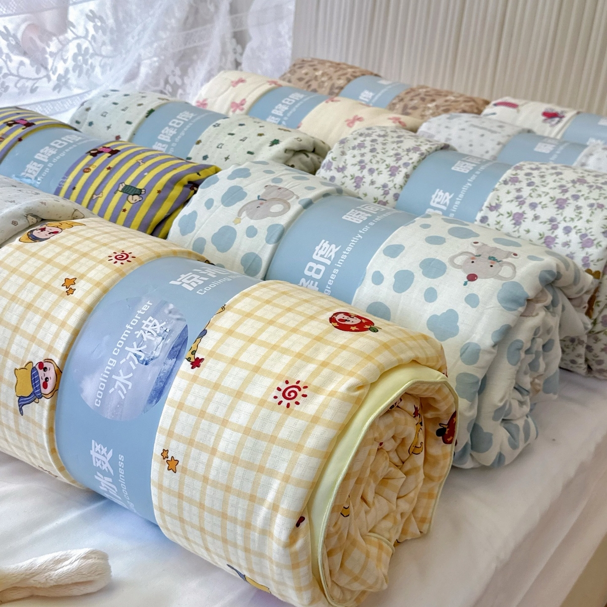 91家纺网 家纺一手货源 找家纺 （总）兜米家居 2026春夏新款小红书热销款有氧全棉纯棉双层纱双感冰纱被夏凉被被子被芯