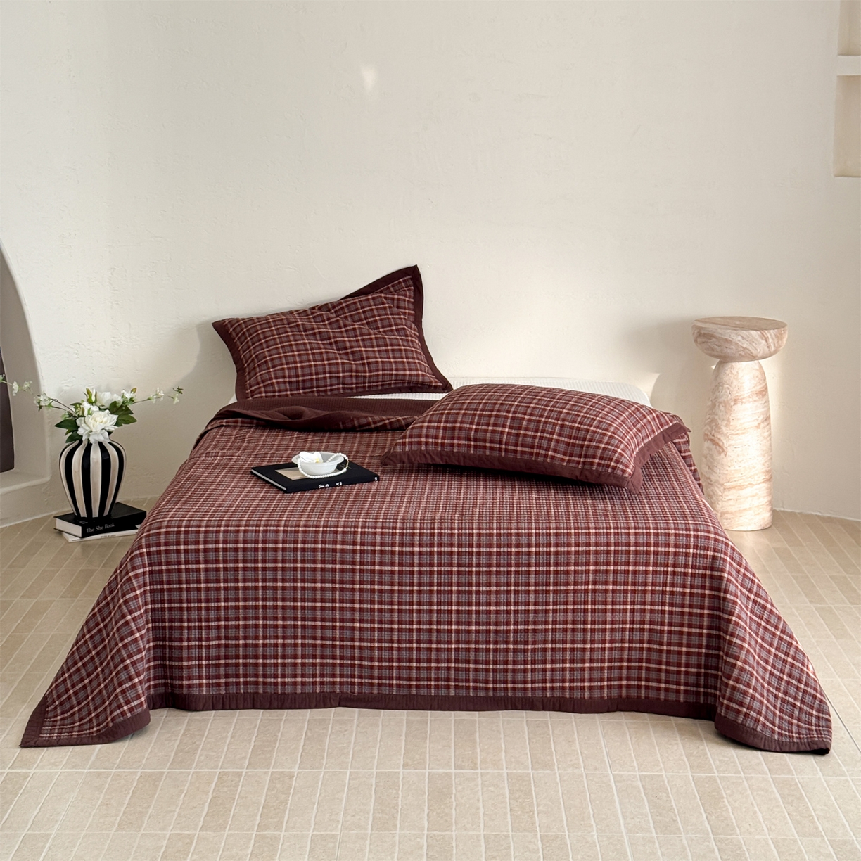 91家纺网 家纺一手货源 找家纺 床盖工厂店 2026新款双面水洗全棉填充新疆棉花床盖三件套-维尼系列 维尼红