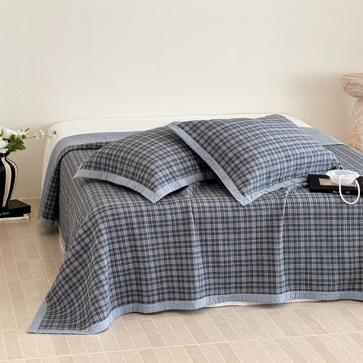 91家纺网 家纺一手货源 找家纺 床盖工厂店 2026新款双面水洗全棉填充新疆棉花床盖三件套-维尼系列 维尼兰