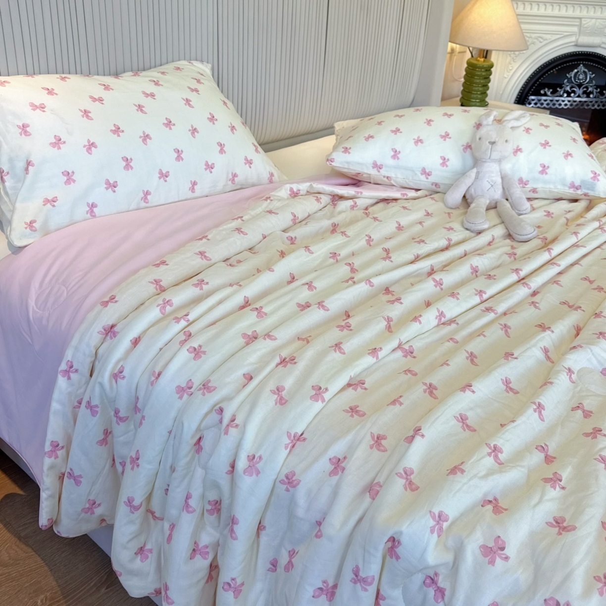 兜米家居 2026春夏新款小红书热销款有氧全棉纯棉双层纱双感冰纱被夏凉被被子被芯 蝴蝶结