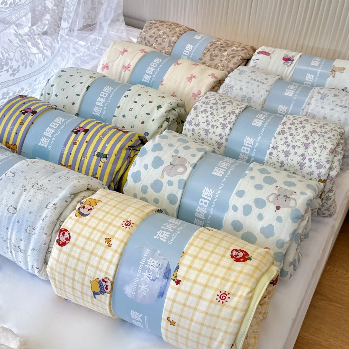 91家纺网 家纺一手货源 找家纺 兜米家居 2026春夏新款小红书热销款有氧全棉纯棉双层纱双感冰纱被夏凉被被子被芯 可爱萌犬