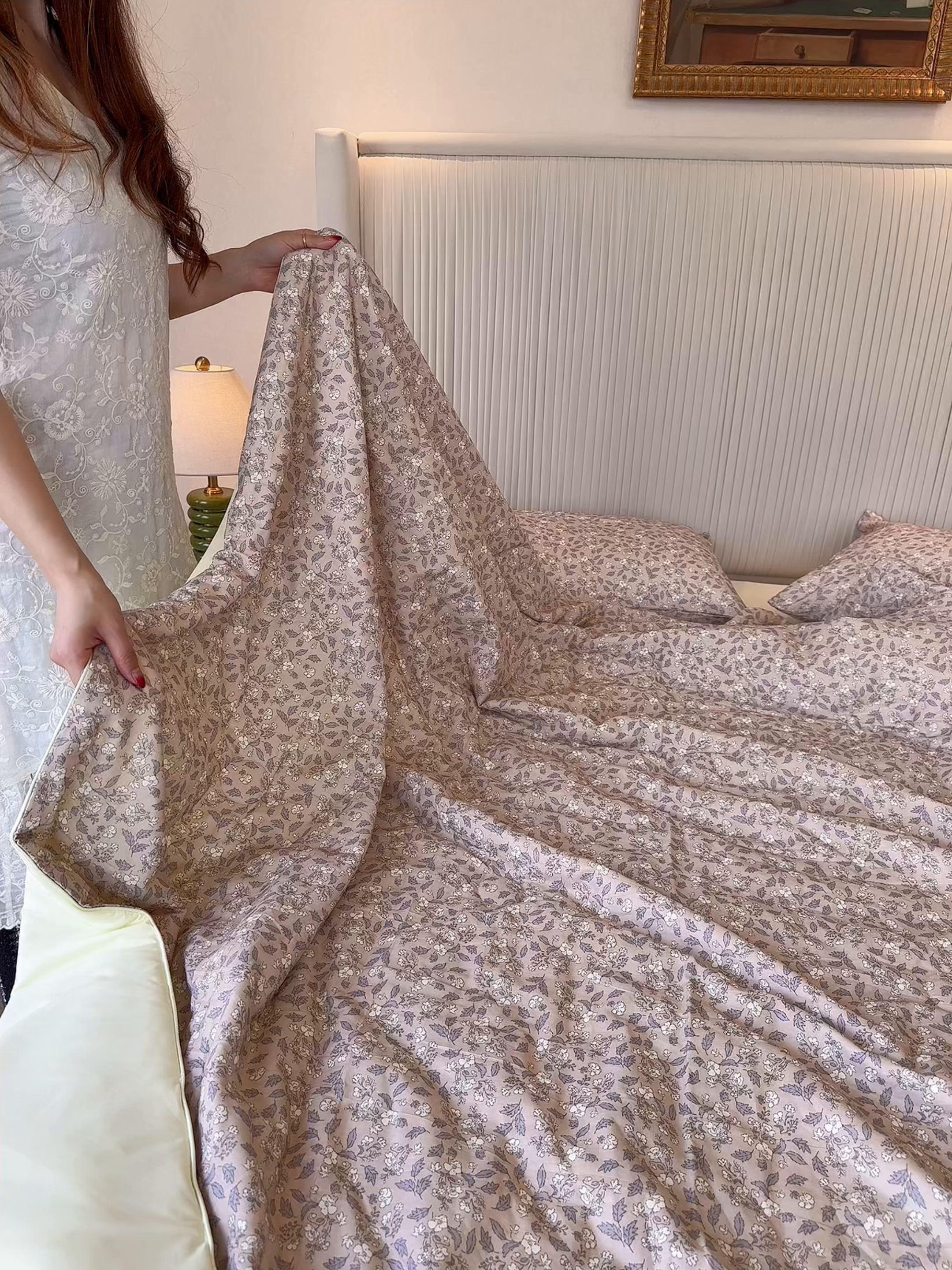 91家纺网 家纺一手货源 找家纺 兜米家居 2026春夏新款小红书热销款有氧全棉纯棉双层纱双感冰纱被夏凉被被子被芯 素雅