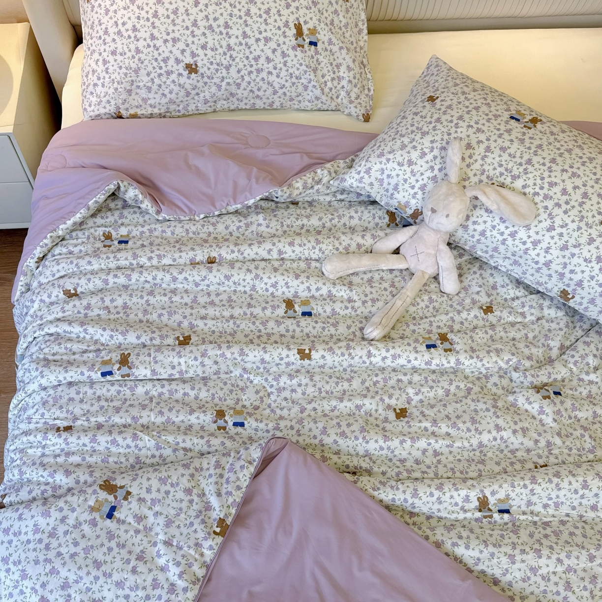 91家纺网 家纺一手货源 找家纺 兜米家居 2026春夏新款小红书热销款有氧全棉纯棉双层纱双感冰纱被夏凉被被子被芯 碎花宠物