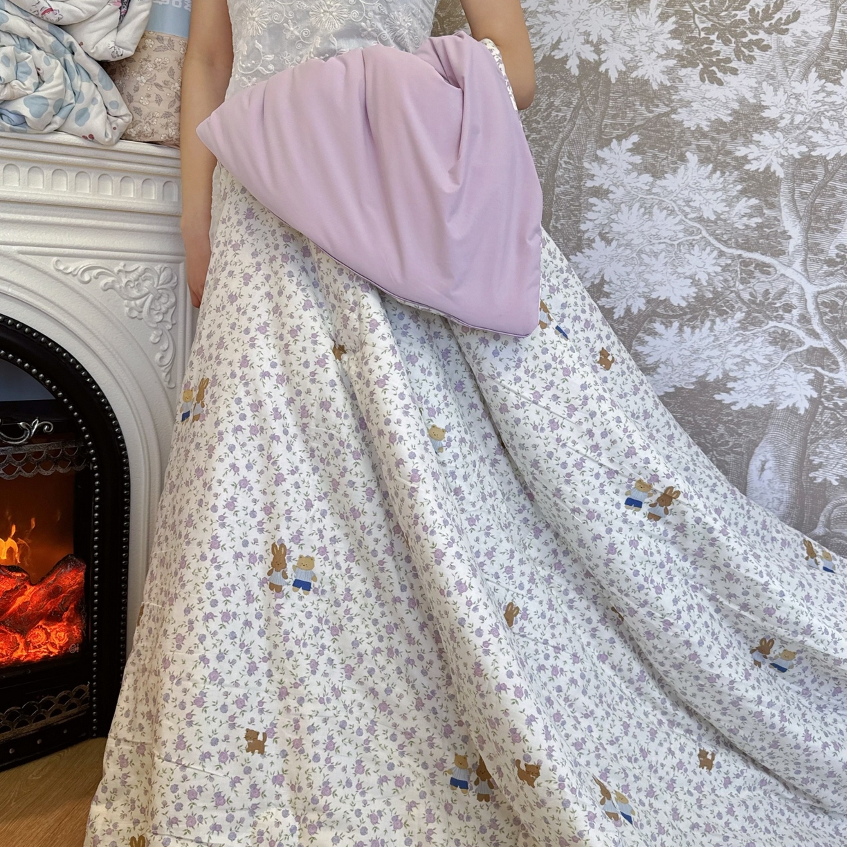 91家纺网 家纺一手货源 找家纺 兜米家居 2026春夏新款小红书热销款有氧全棉纯棉双层纱双感冰纱被夏凉被被子被芯 碎花宠物