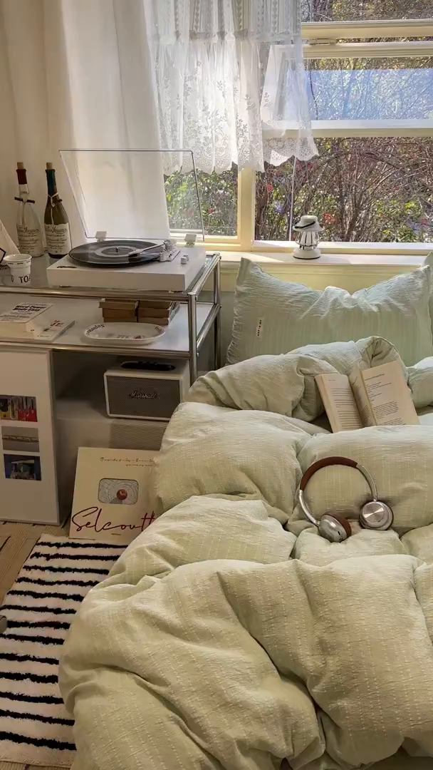 91家纺网 家纺一手货源 找家纺 阿曼达 2026新款简约素色亚麻风纯色无印四件套-素然 素然-淡绿