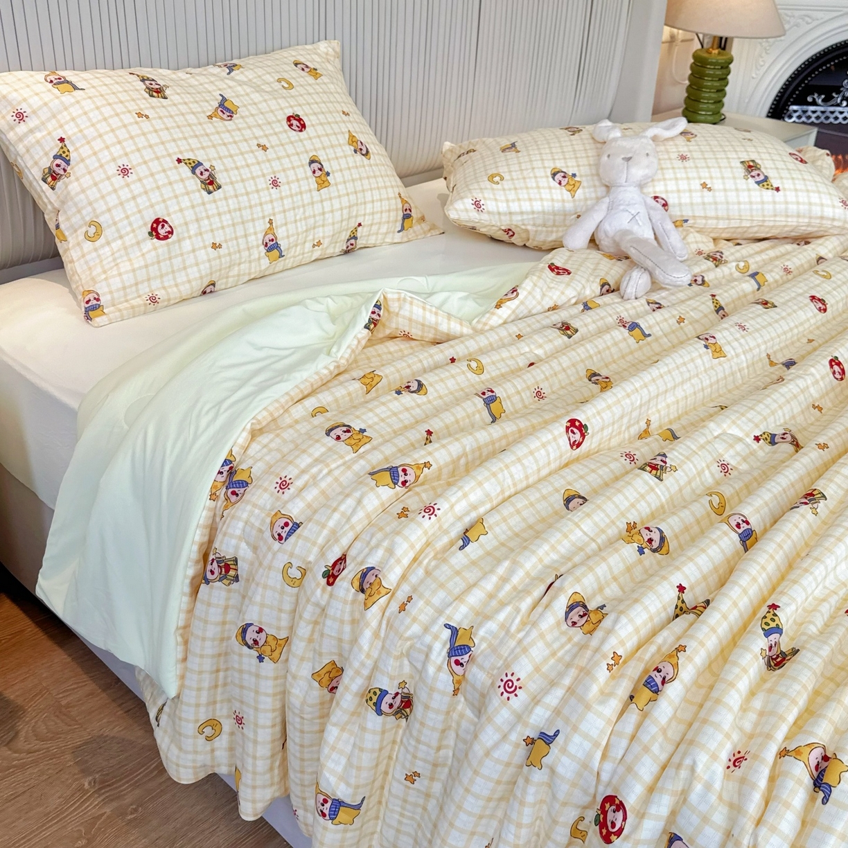 91家纺网 家纺一手货源 找家纺 兜米家居 2026春夏新款小红书热销款有氧全棉纯棉双层纱双感冰纱被夏凉被被子被芯 小星星