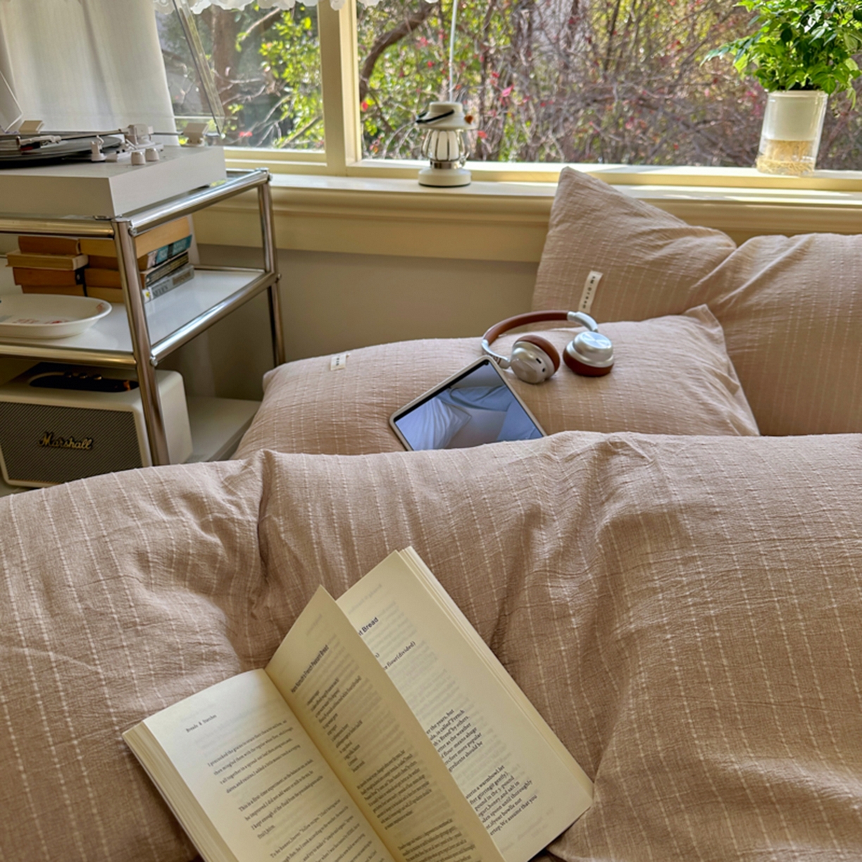 91家纺网 家纺一手货源 找家纺 阿曼达 2026新款简约素色亚麻风纯色无印四件套-素然 素然-咖色