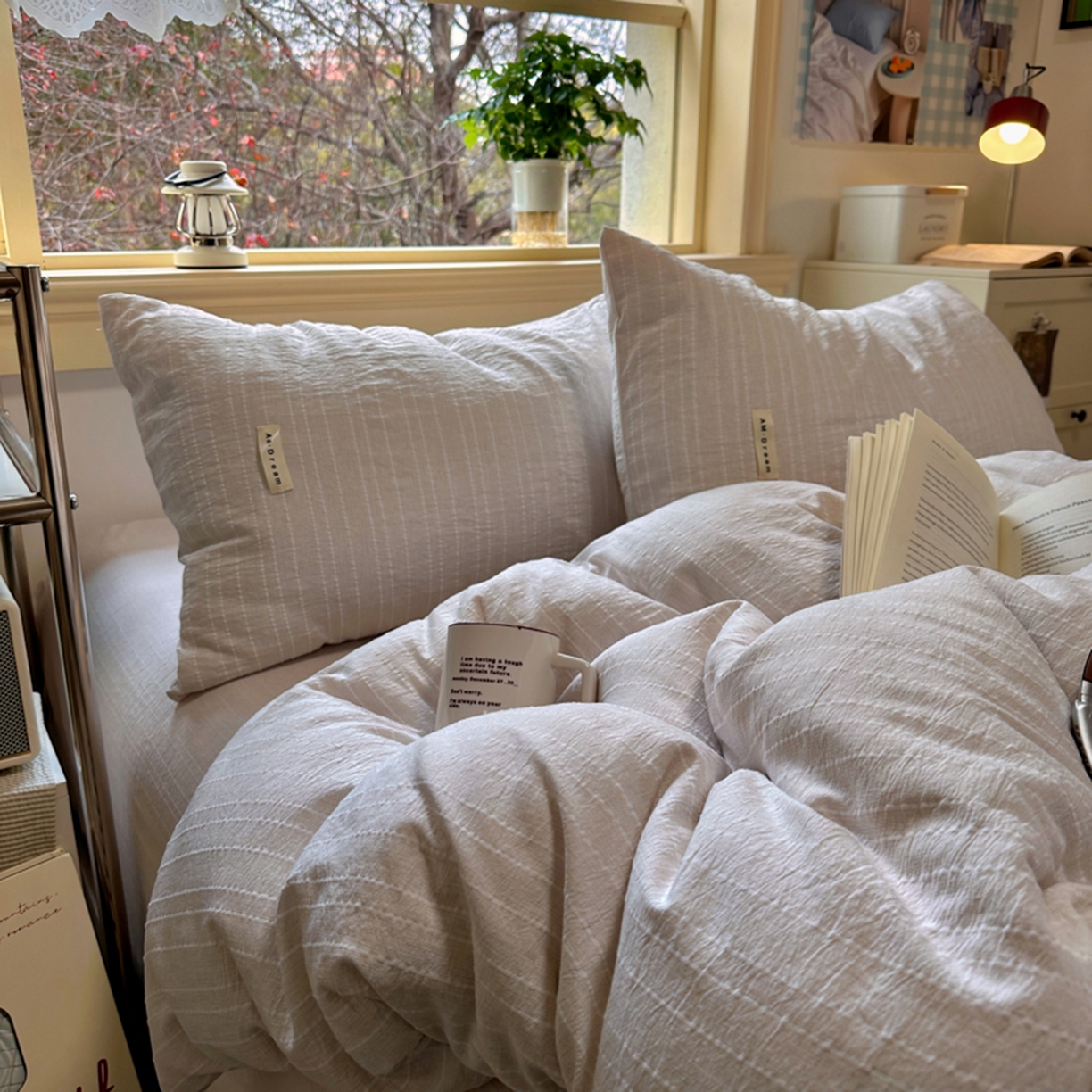 91家纺网 家纺一手货源 找家纺 阿曼达 2026新款简约素色亚麻风纯色无印四件套-素然 素然-卡其