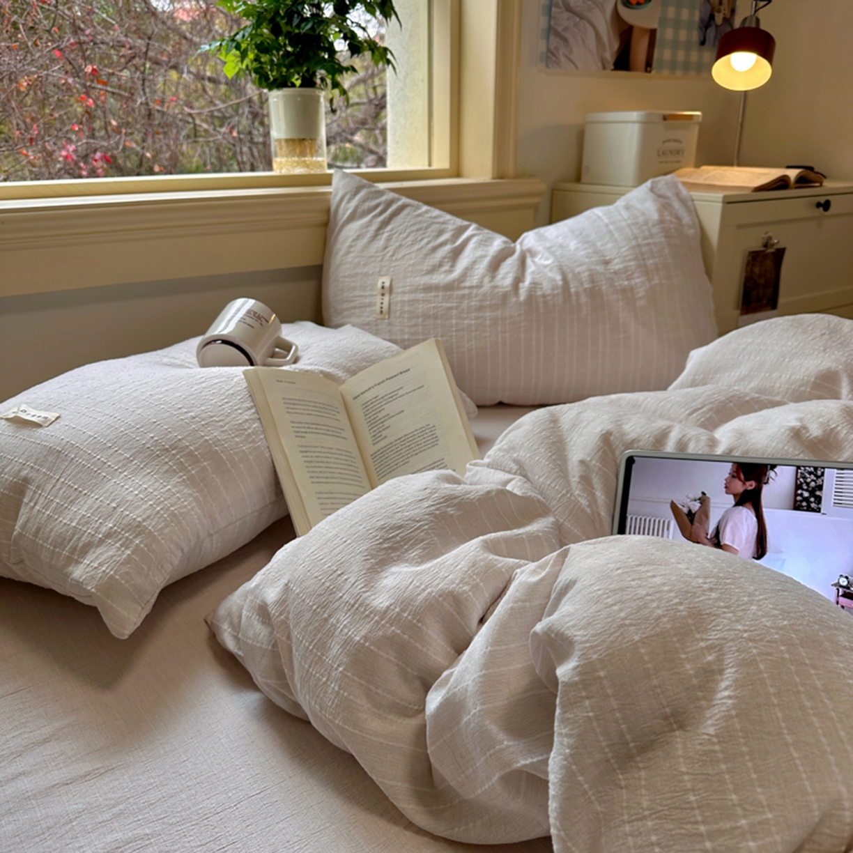 91家纺网 家纺一手货源 找家纺 阿曼达 2026新款简约素色亚麻风纯色无印四件套-素然 素然-卡其