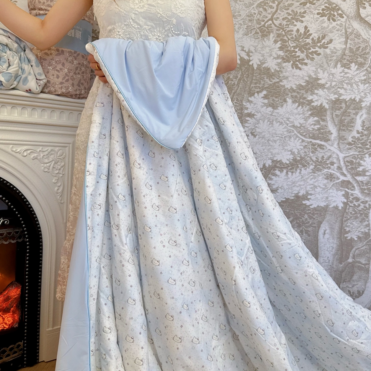 91家纺网 家纺一手货源 找家纺 兜米家居 2026春夏新款小红书热销款有氧全棉纯棉双层纱双感冰纱被夏凉被被子被芯 星点KT