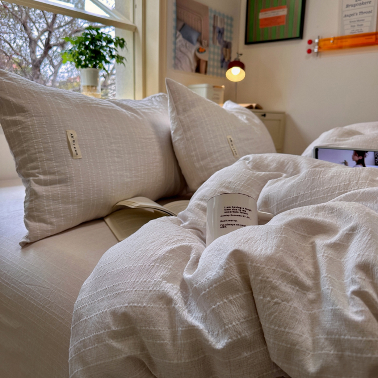 91家纺网 家纺一手货源 找家纺 阿曼达 2026新款简约素色亚麻风纯色无印四件套-素然 素然-卡其