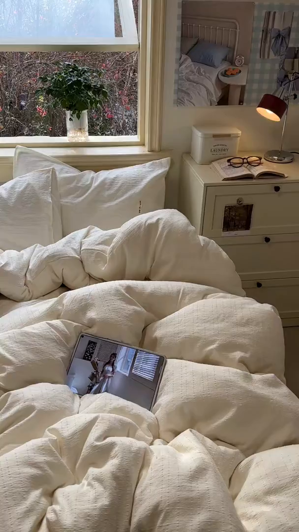 91家纺网 家纺一手货源 找家纺 阿曼达 2026新款简约素色亚麻风纯色无印四件套-素然 素然-米白