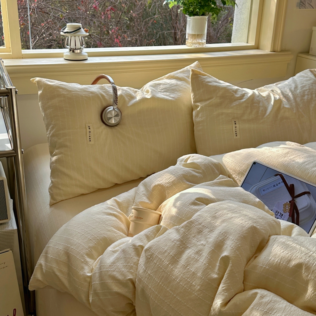 91家纺网 家纺一手货源 找家纺 阿曼达 2026新款简约素色亚麻风纯色无印四件套-素然 素然-米王