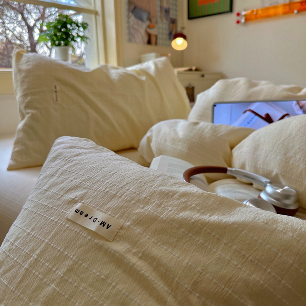 91家纺网 家纺一手货源 找家纺 阿曼达 2026新款简约素色亚麻风纯色无印四件套-素然 素然-米王