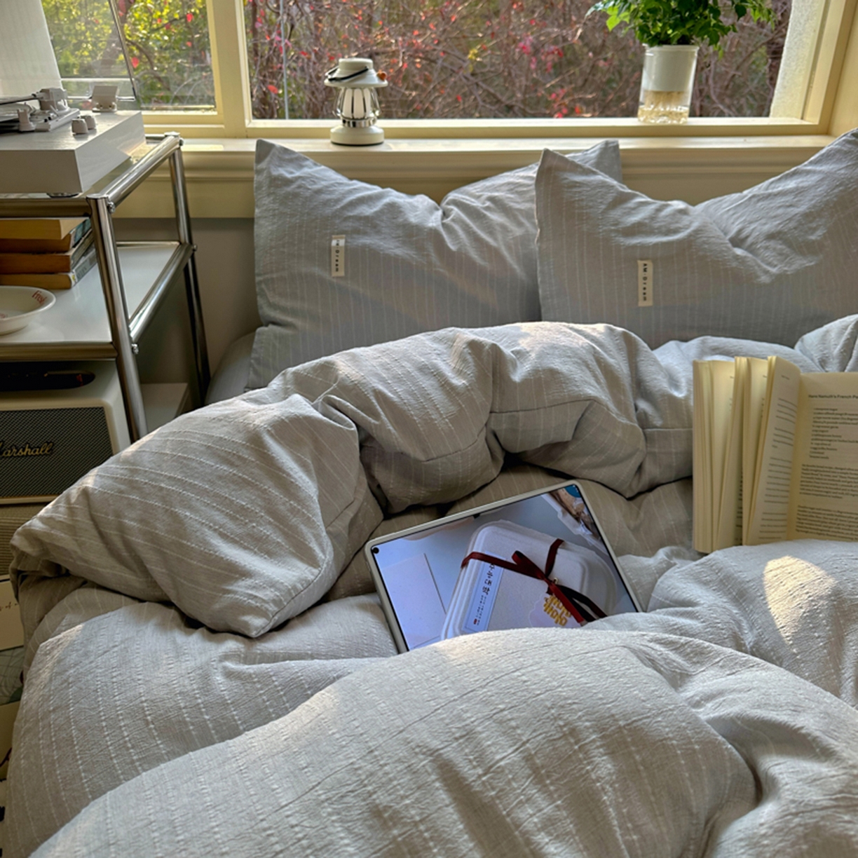 91家纺网 家纺一手货源 找家纺 阿曼达 2026新款简约素色亚麻风纯色无印四件套-素然 素然-浅灰