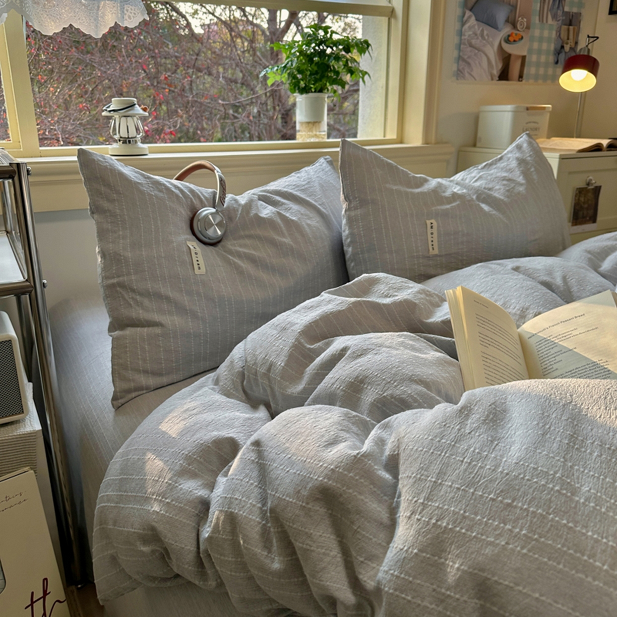 91家纺网 家纺一手货源 找家纺 阿曼达 2026新款简约素色亚麻风纯色无印四件套-素然 素然-浅灰