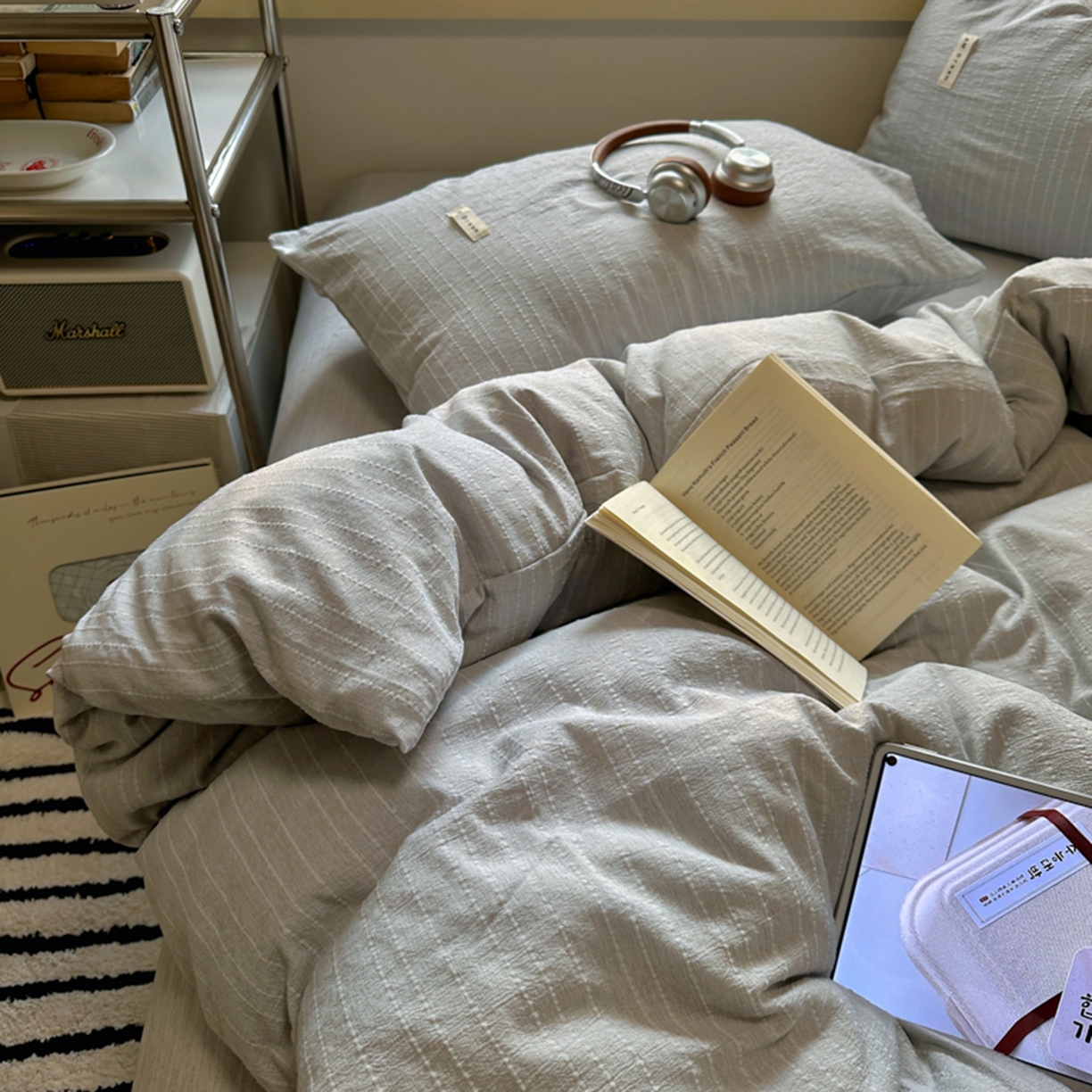 91家纺网 家纺一手货源 找家纺 阿曼达 2026新款简约素色亚麻风纯色无印四件套-素然 素然-浅灰