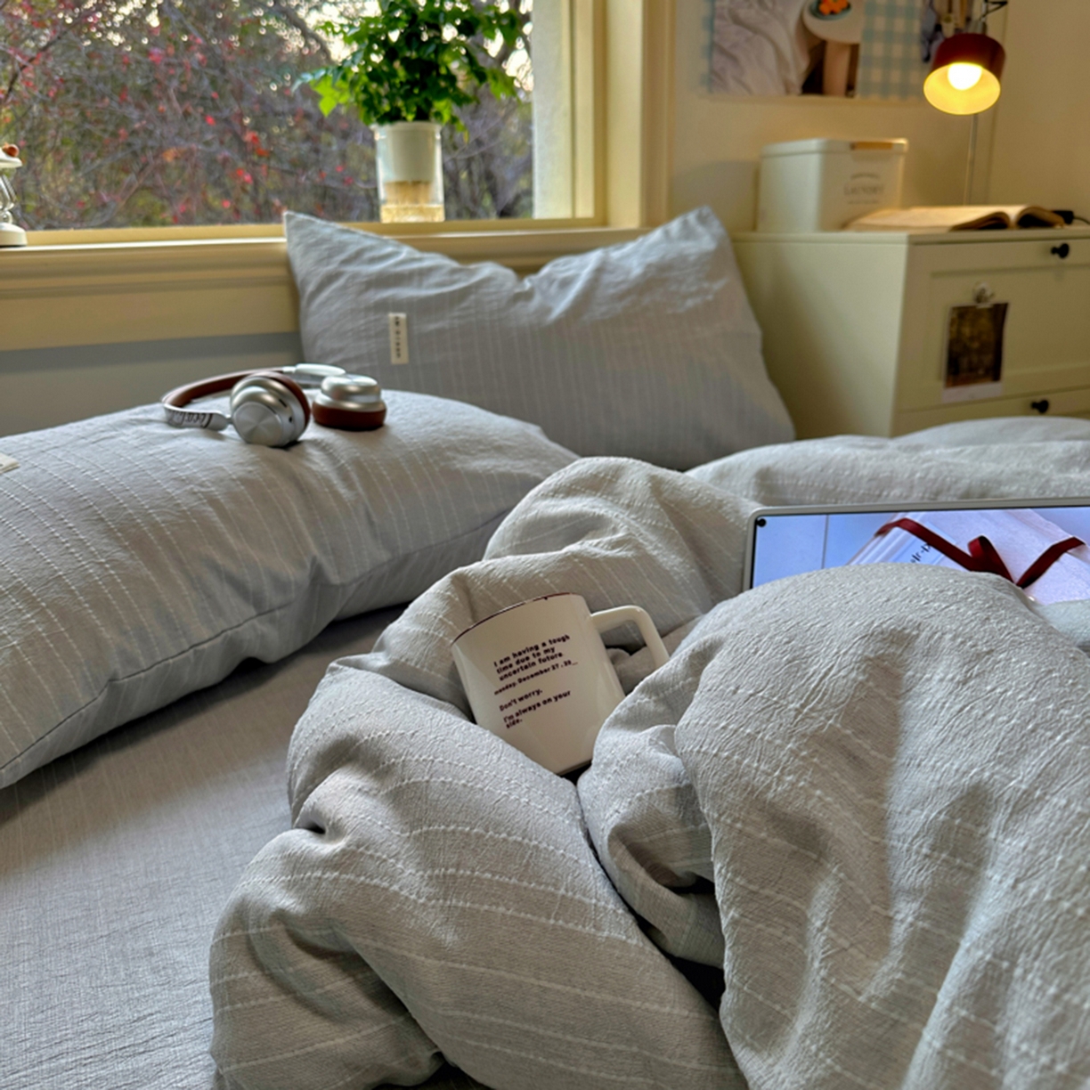 91家纺网 家纺一手货源 找家纺 阿曼达 2026新款简约素色亚麻风纯色无印四件套-素然 素然-浅灰