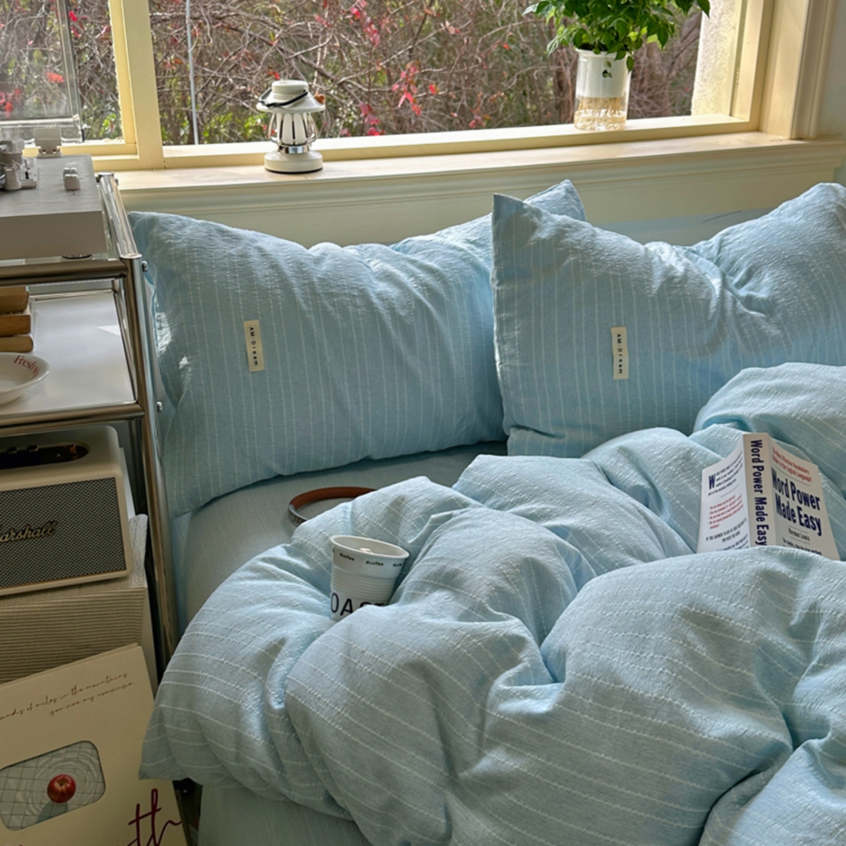 91家纺网 家纺一手货源 找家纺 阿曼达 2026新款简约素色亚麻风纯色无印四件套-素然 素然-天兰