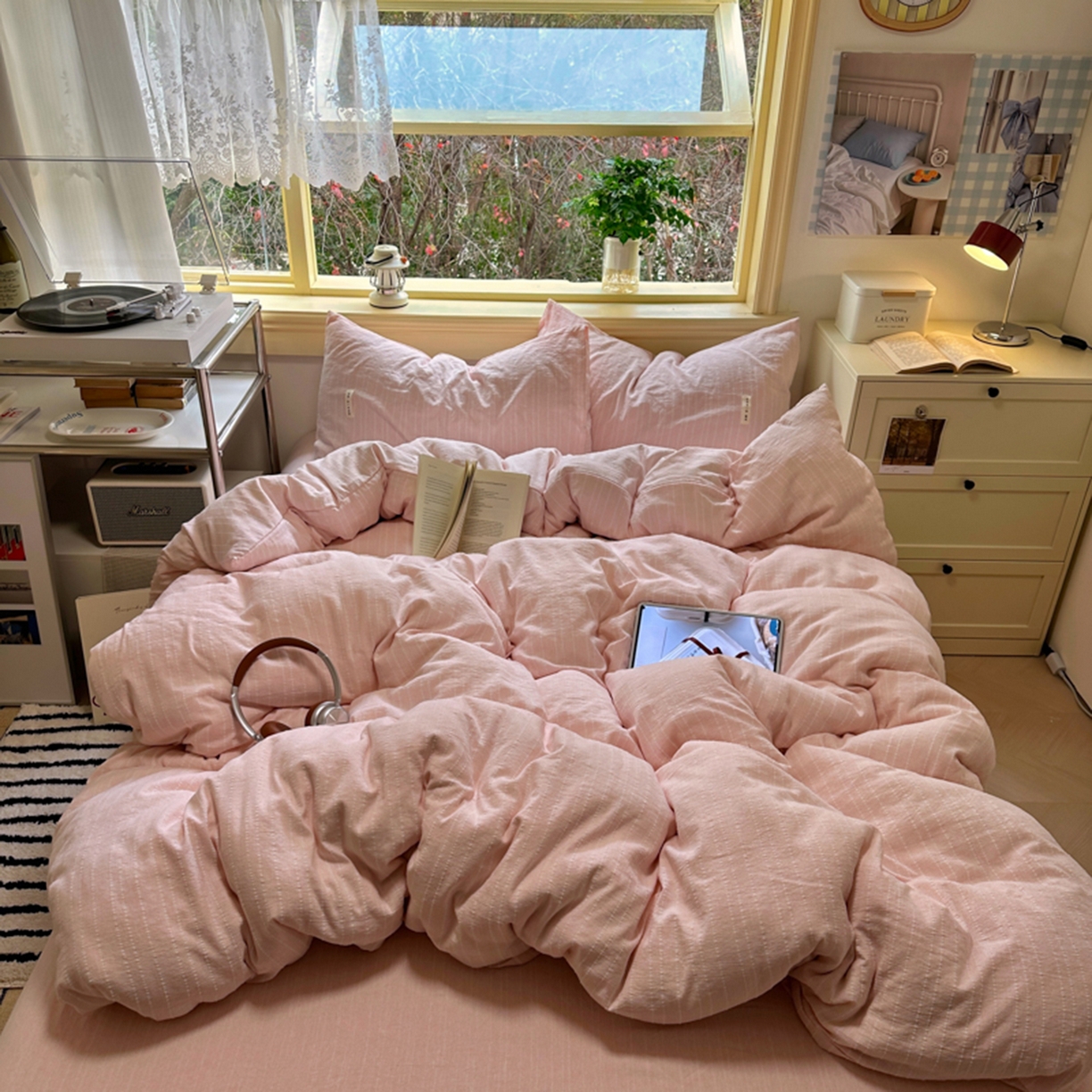 91家纺网 家纺一手货源 找家纺 阿曼达 2026新款简约素色亚麻风纯色无印四件套-素然 素然-玉色