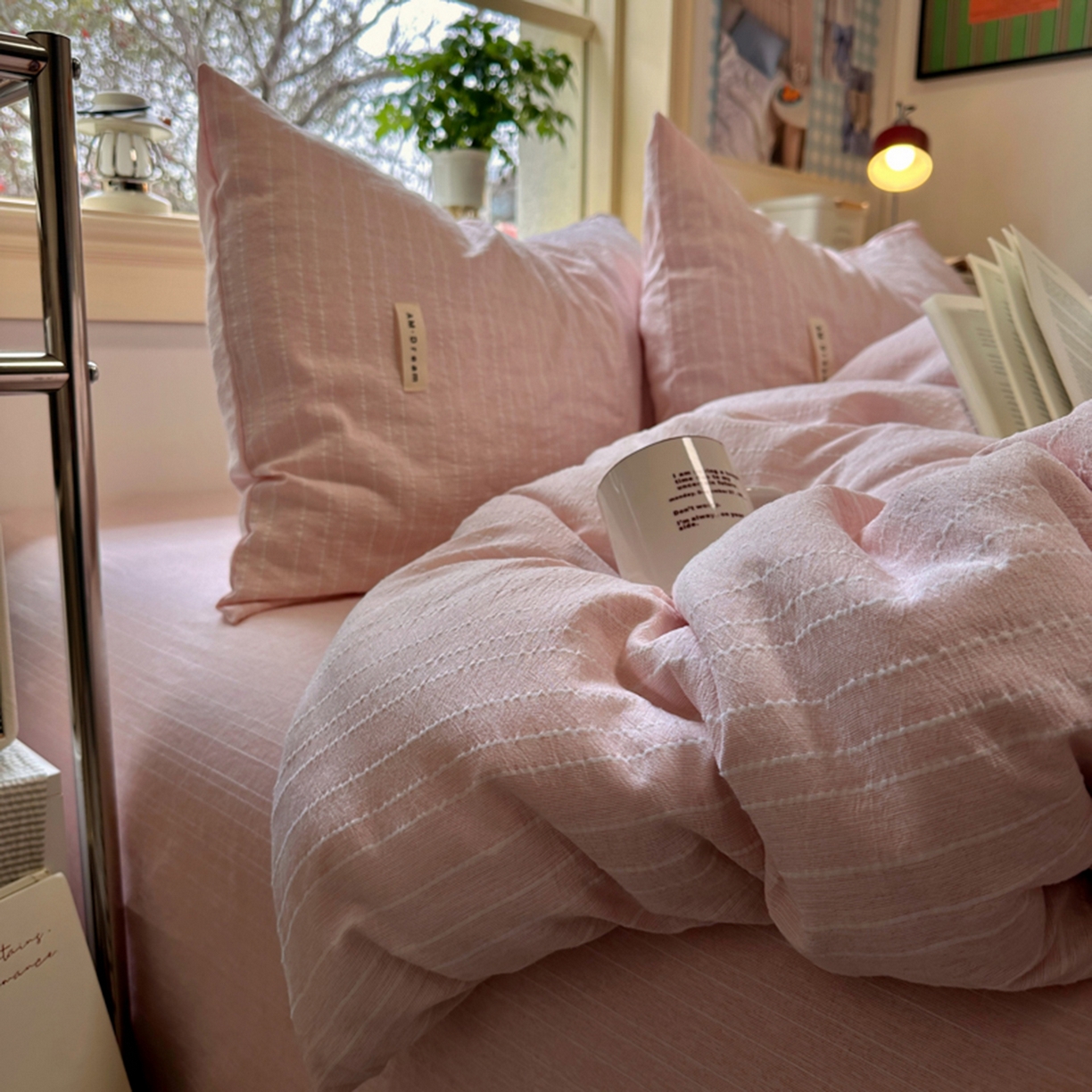 91家纺网 家纺一手货源 找家纺 阿曼达 2026新款简约素色亚麻风纯色无印四件套-素然 素然-玉色