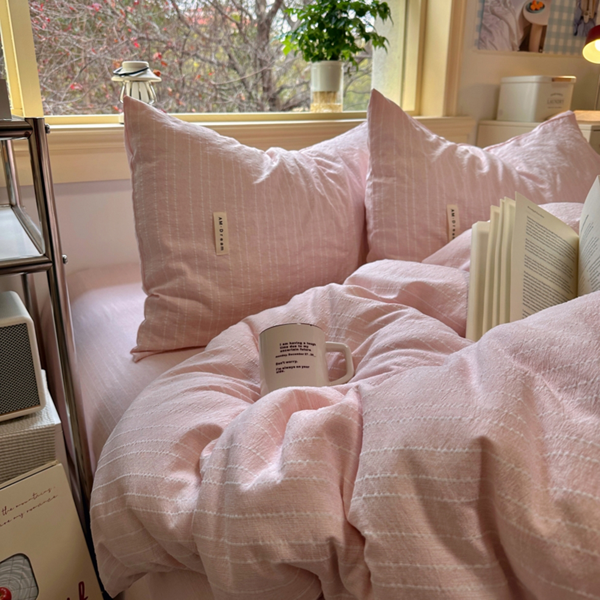 91家纺网 家纺一手货源 找家纺 阿曼达 2026新款简约素色亚麻风纯色无印四件套-素然 素然-玉色