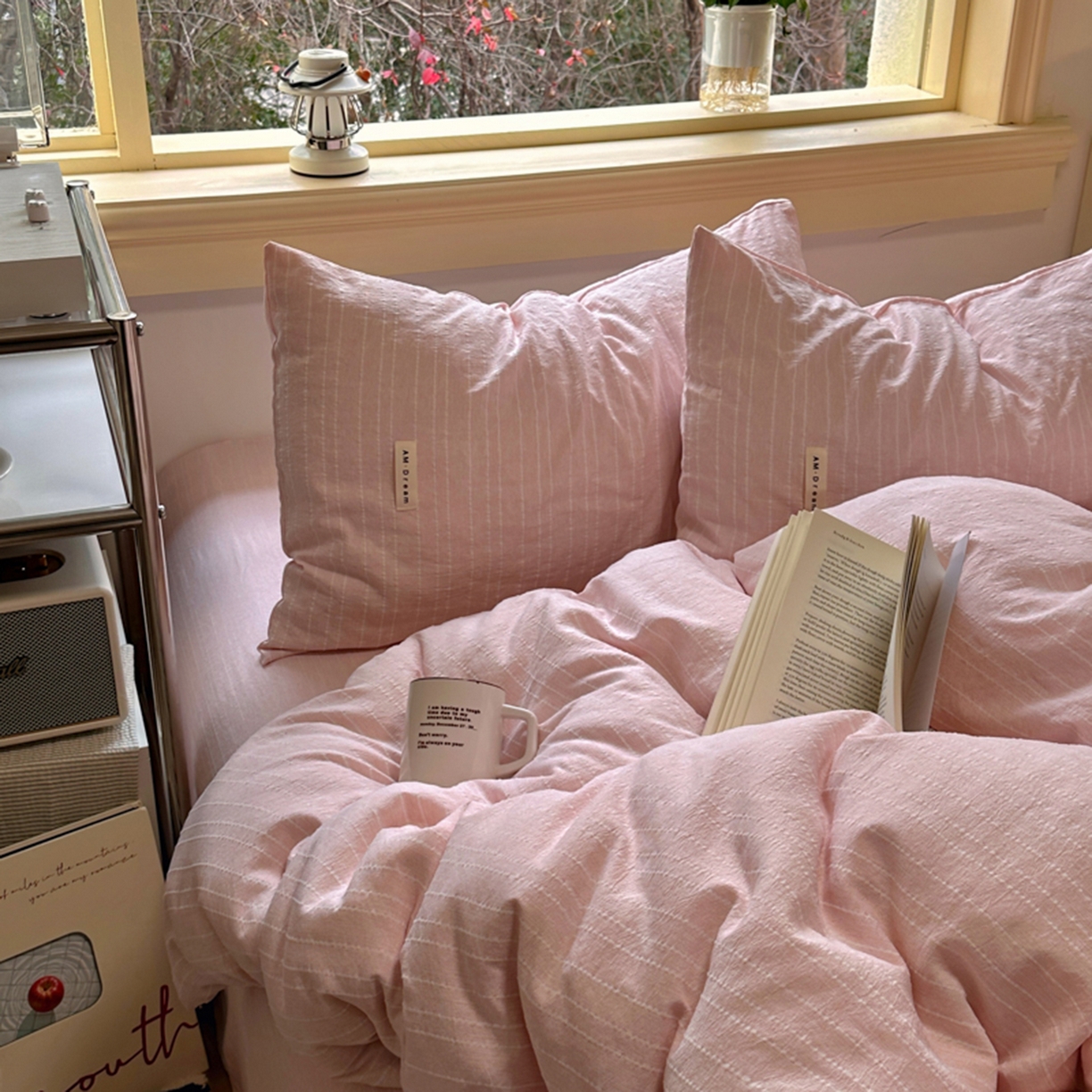 91家纺网 家纺一手货源 找家纺 阿曼达 2026新款简约素色亚麻风纯色无印四件套-素然 素然-玉色