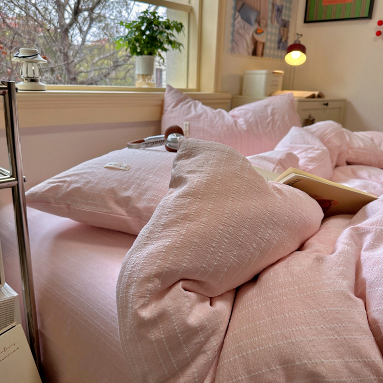 91家纺网 家纺一手货源 找家纺 阿曼达 2026新款简约素色亚麻风纯色无印四件套-素然 素然-玉色