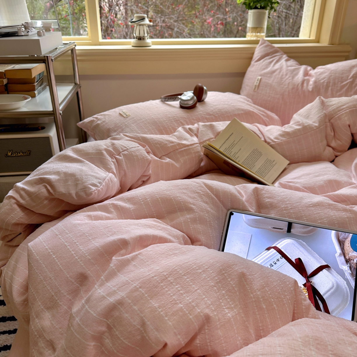 91家纺网 家纺一手货源 找家纺 阿曼达 2026新款简约素色亚麻风纯色无印四件套-素然 素然-玉色